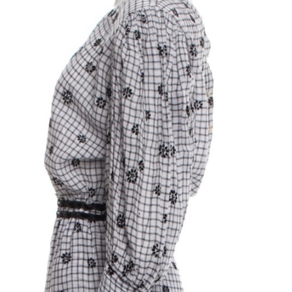 LoveShackFancy Gingham Floral Tiered Ruffle Mini Dress Belted - Picture 3 of 4